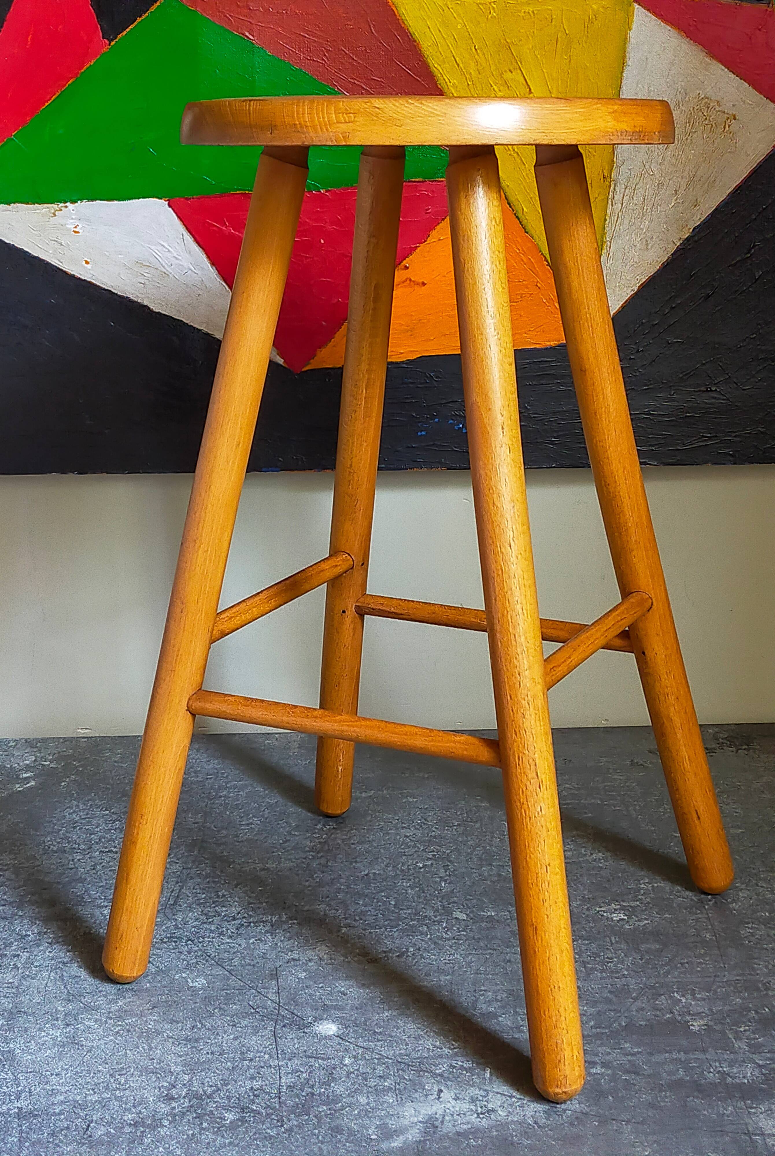 Vintage blond wooden stool