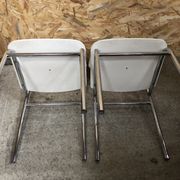 Pair of antique chairs chrome metal and skaï white 70s vintage