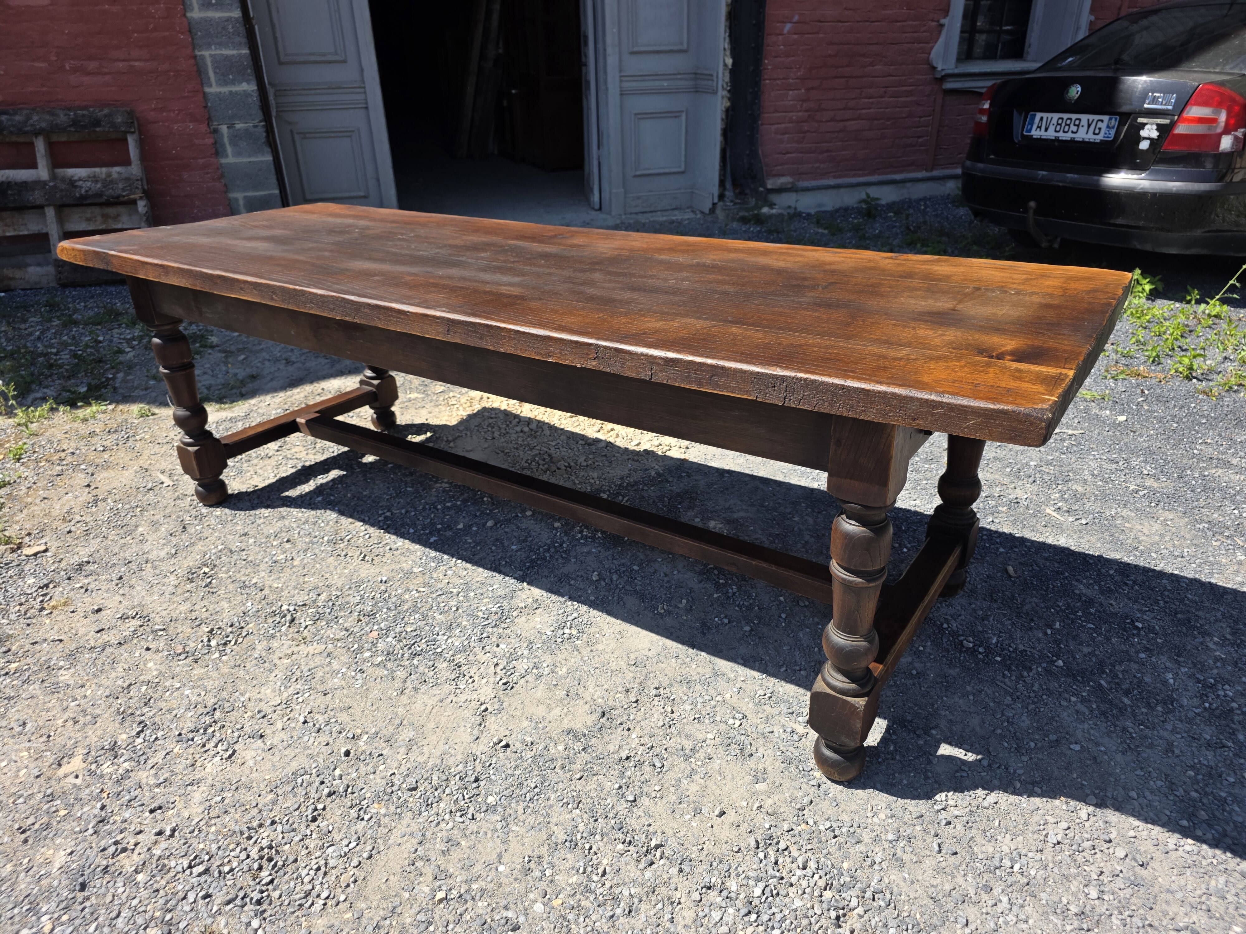 Table de ferme en chêne massif,  250 × 87cm