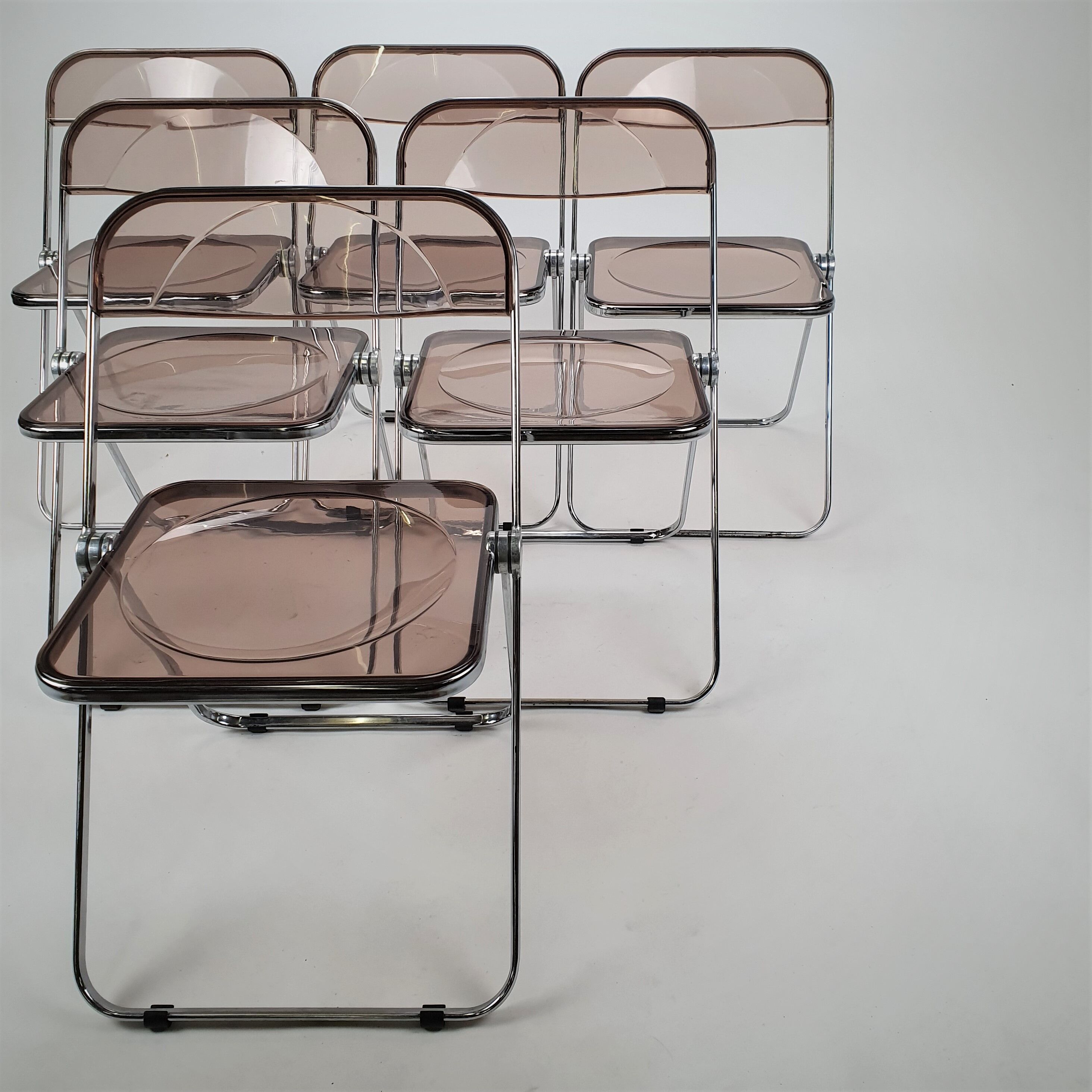 Set of 6 plia folding chairs by Giancarlo Piretti ed. Castelli, 1970s