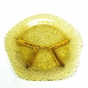 Appetizer platter, mid-century modern, yellow glass, design by J. Drost, Ząbkowice, Poland, 1970s