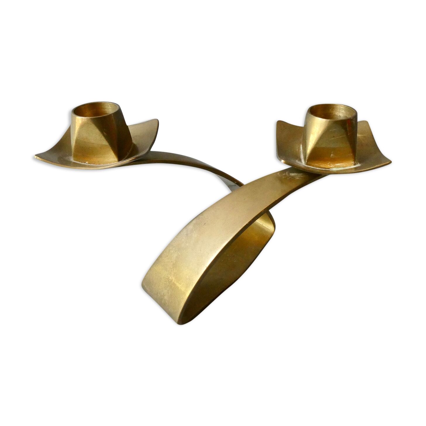 Double brass candle holder
