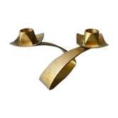Double brass candle holder