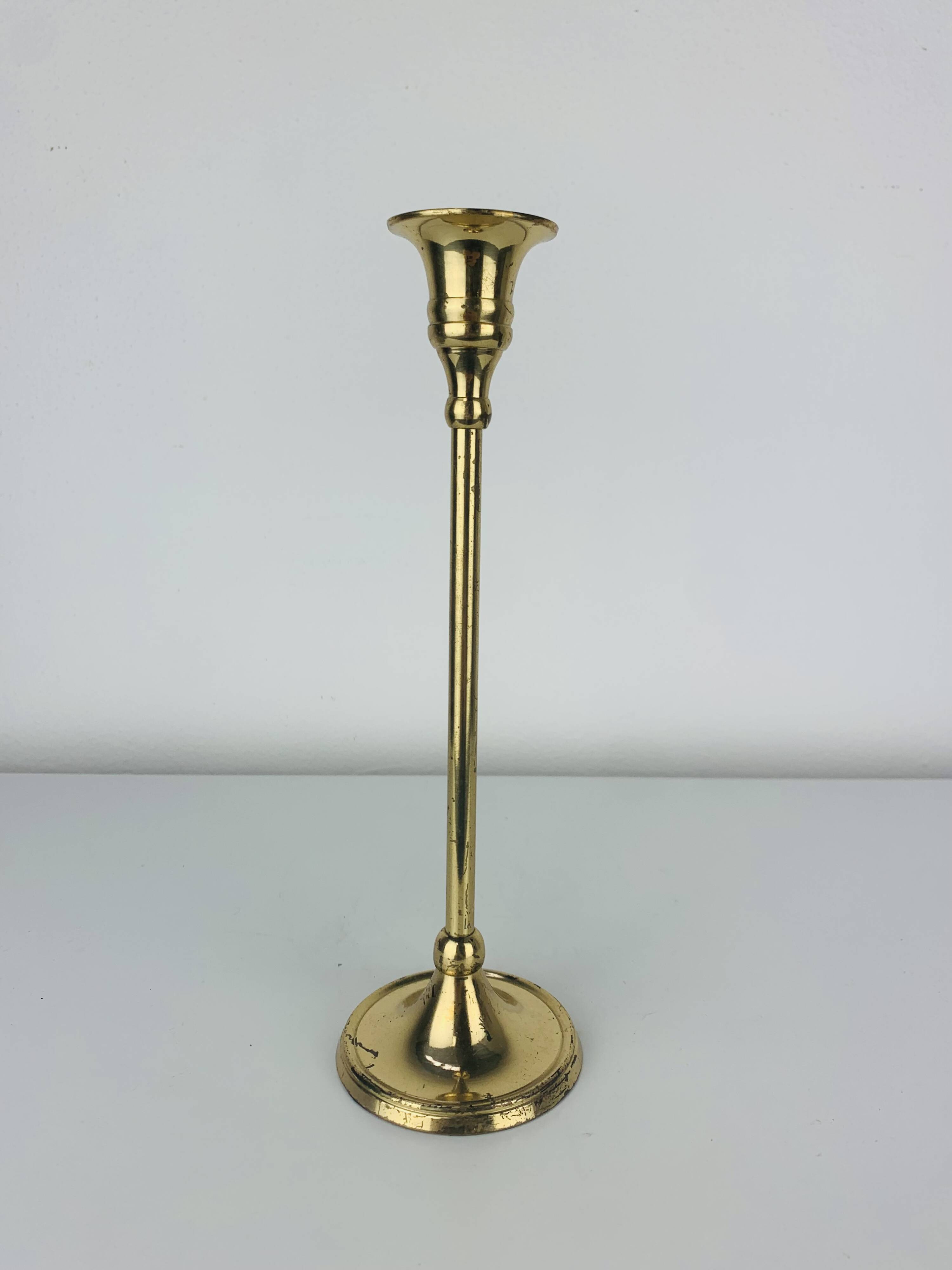 Vintage gold brass candle holder