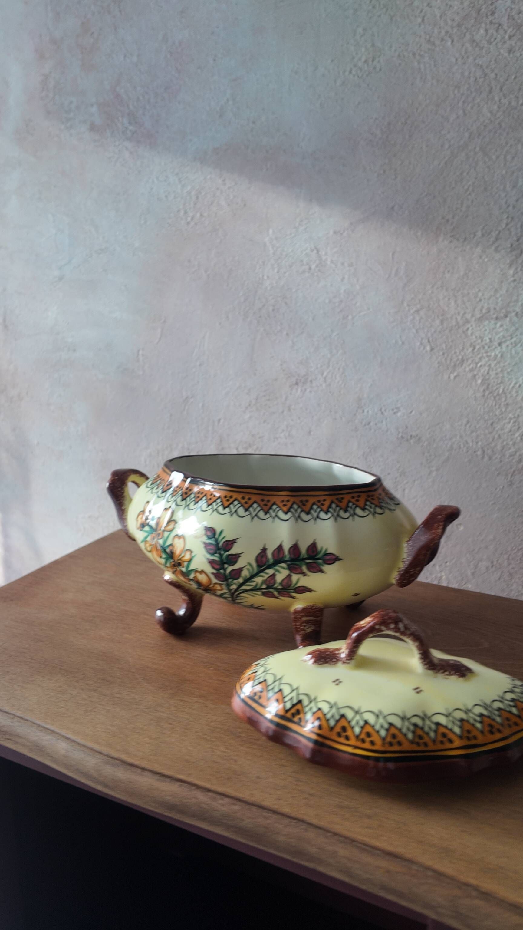 Antique Henriot Quimper Soup Tureen in Faience