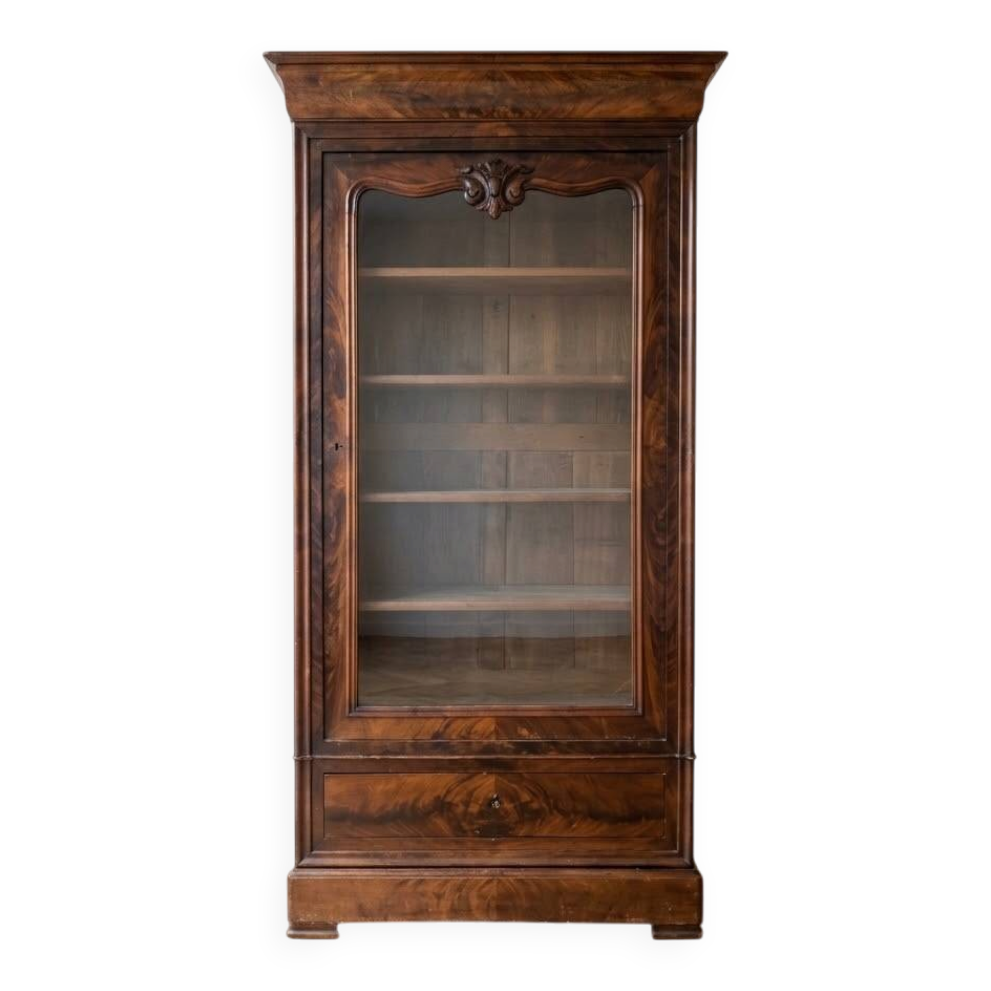 Small antique display cabinet in mahogany, Louis-Philippe style.