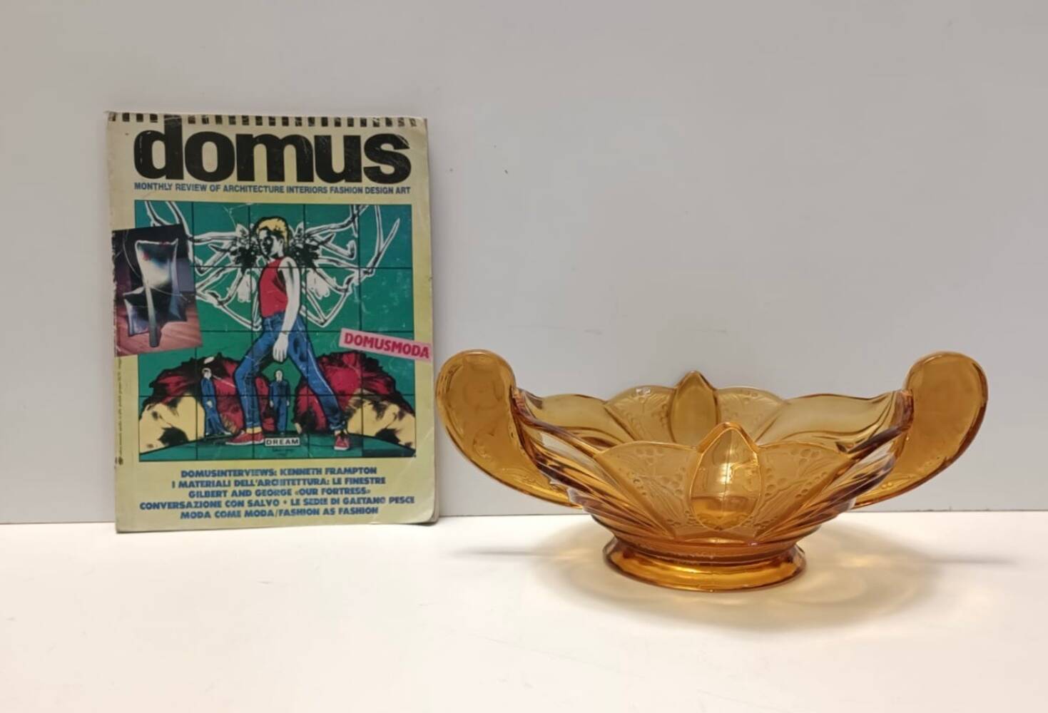 Art Deco Amber Blown Glass Bowl or Centerpiece by Brockwitz, Germany