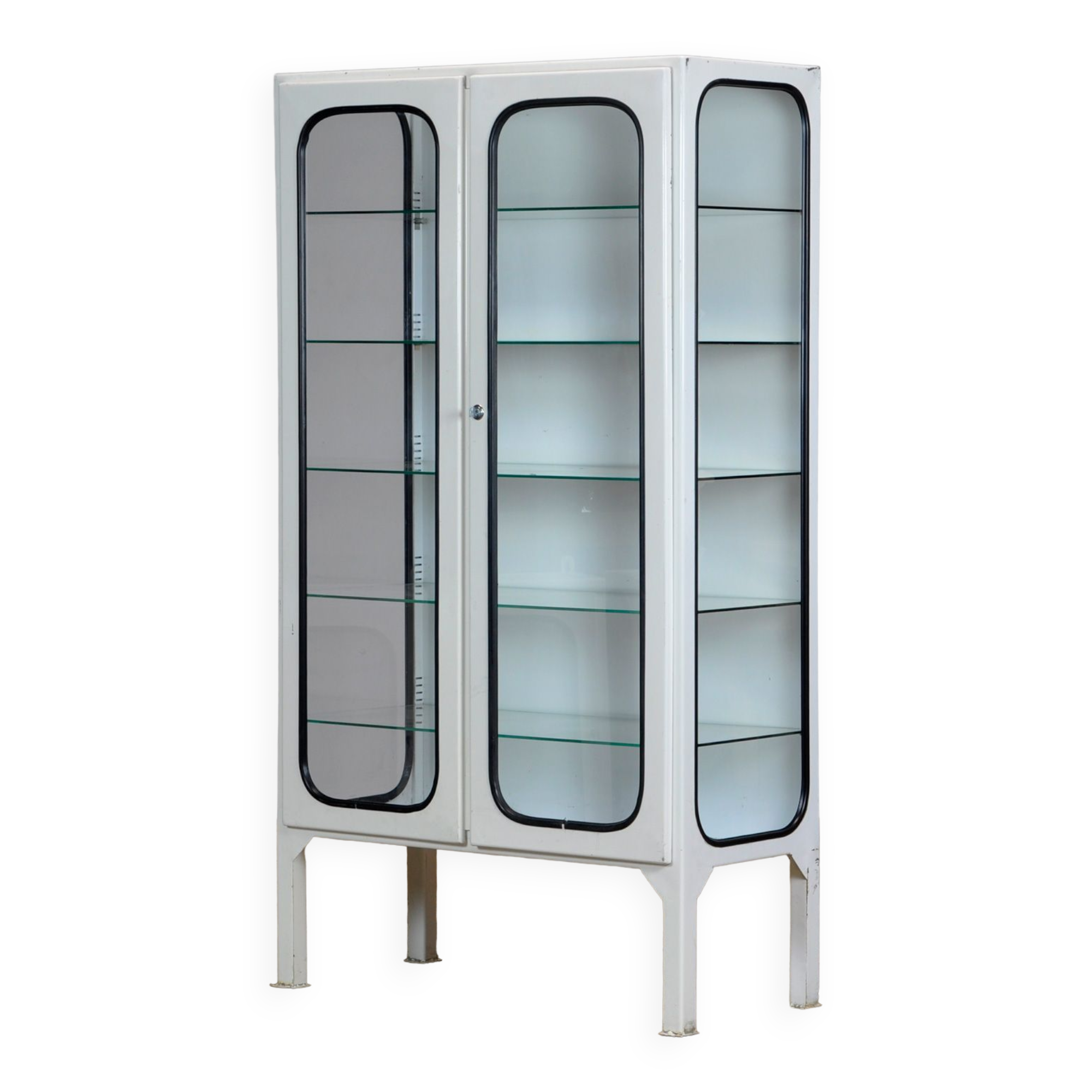 Glass & Iron Medical Cabinet, 1970s