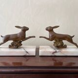 Art Deco Marble and Metal Bookends