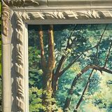 Oil on canvas, Cows drinking in a shady river in beautiful molded frame signed Wassang