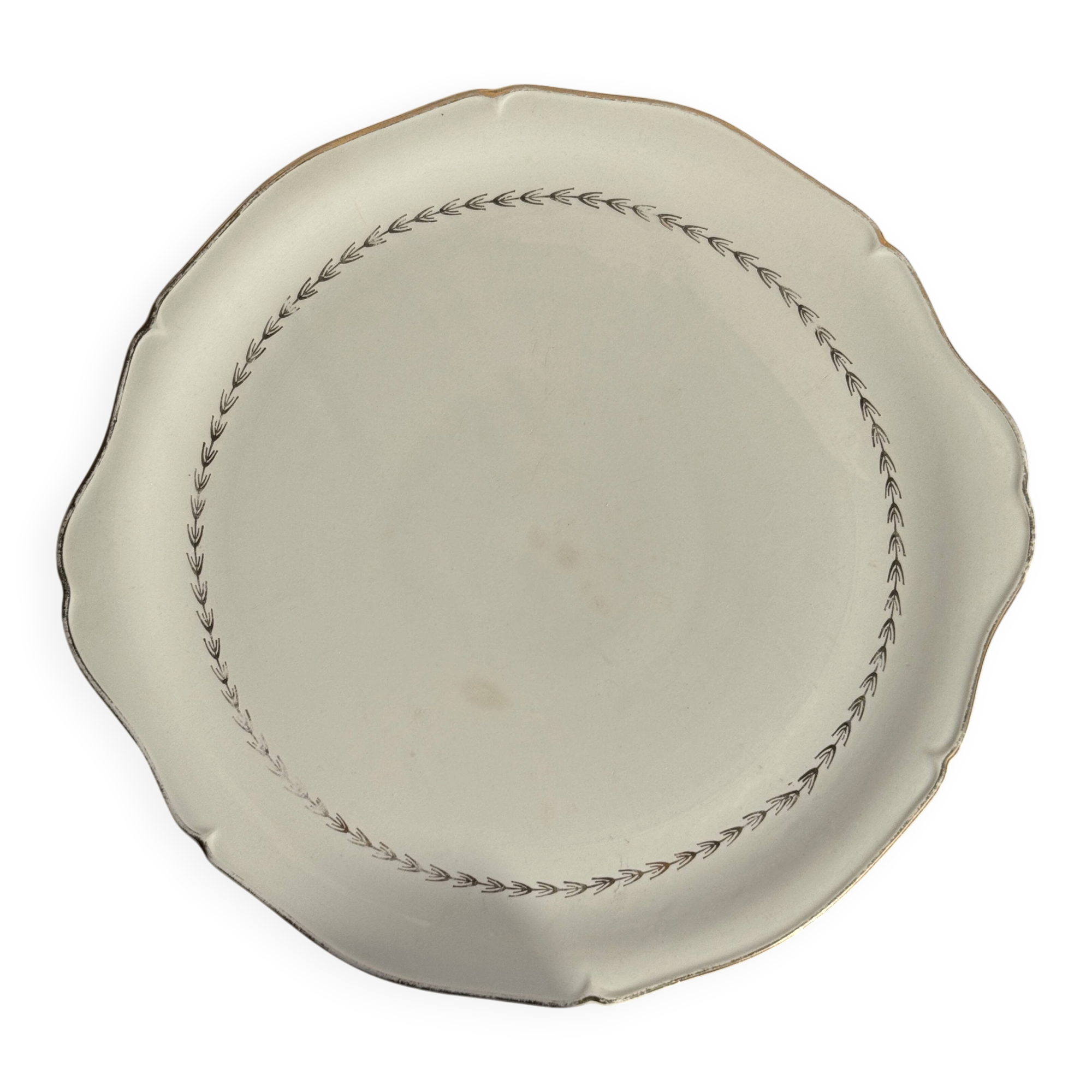Large earthenware tart dish from Gien Quimper with a golden rim D35