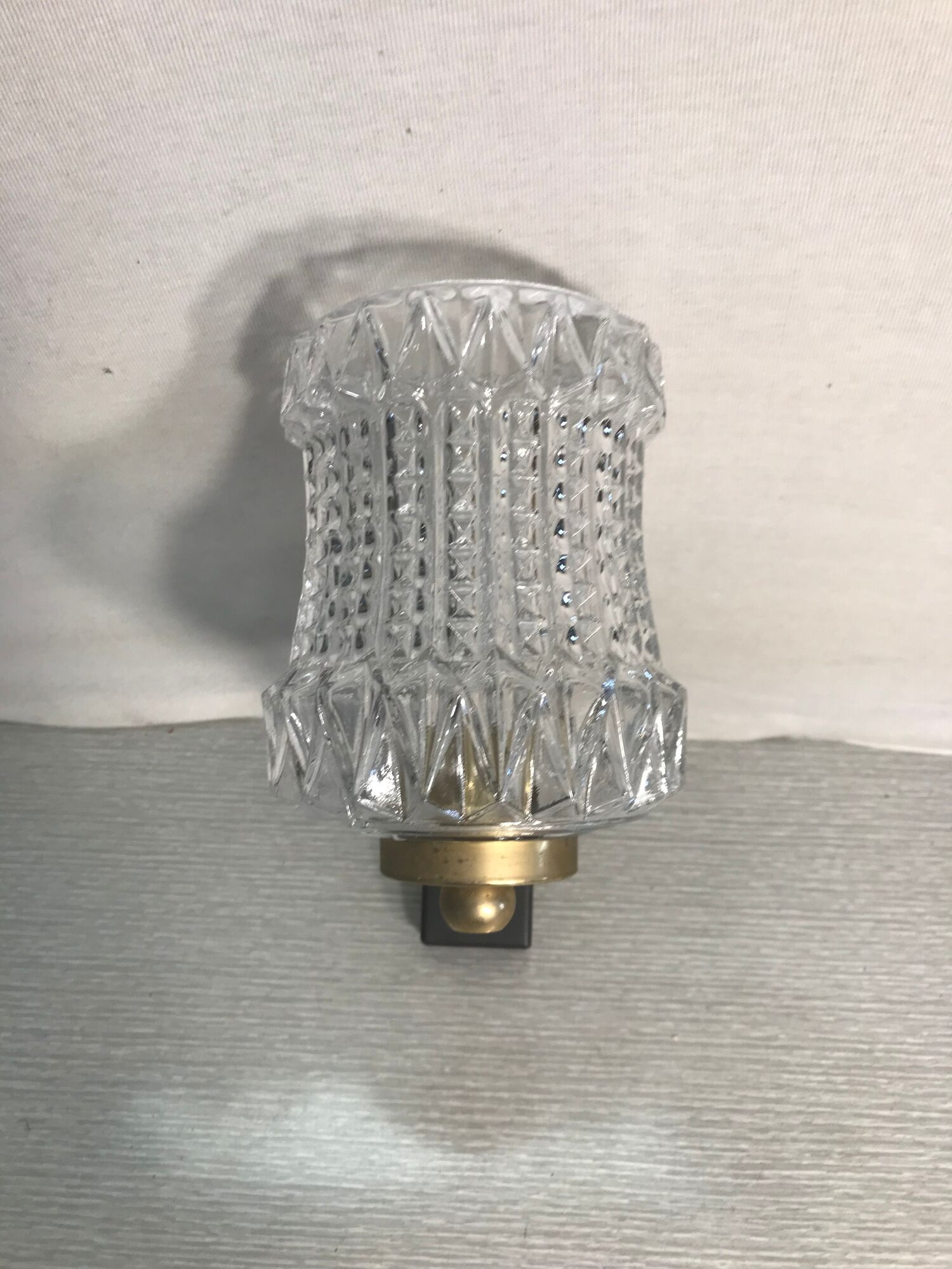 Vintage wall sconce with black metal sconce and glass reflector molded, 70s