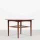 Midcentury Danish round coffee table in teak and cane by Johannes Andersen for Silkeborg 1960s