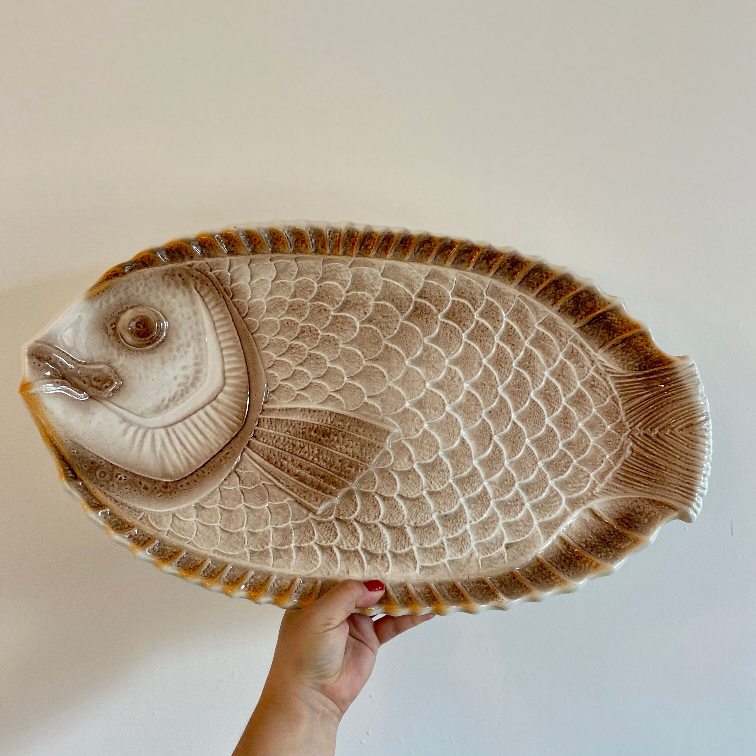 Lot plat et saucière poisson vintage Sarreguemines