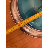 1980s Italian Venetian Blue and Silver Murano Glass Style Coffee Table