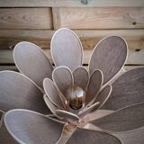 Flower table lamp made of rattan and natural linen petals