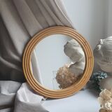 Round rattan mirror