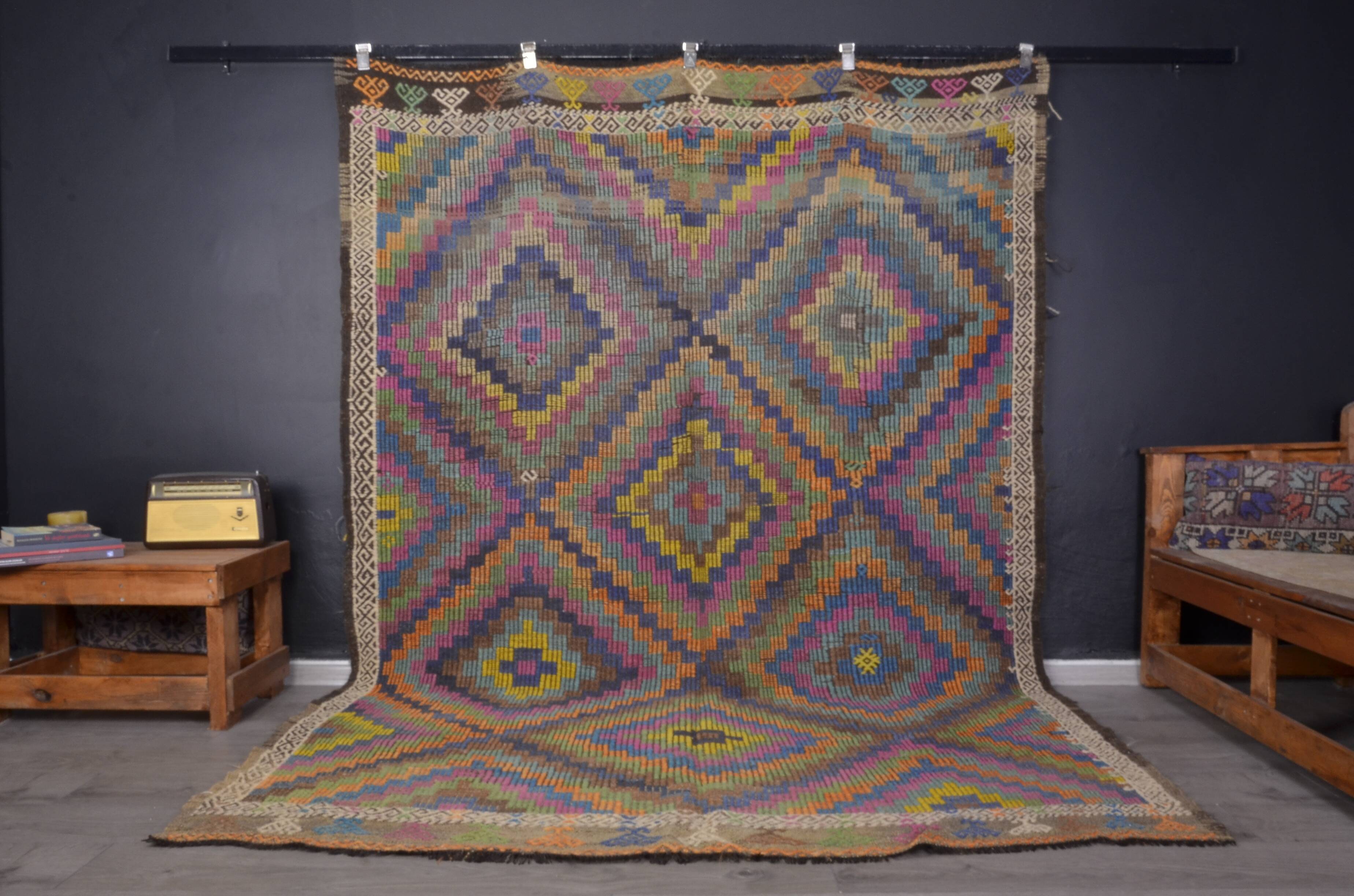 Oushak Vintage Floor Kilim sku1885