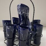 Ceramic orangeade service in ultramarine blue, workshop 59 - Vallauris -