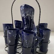Ceramic orangeade service in ultramarine blue, workshop 59 - Vallauris -