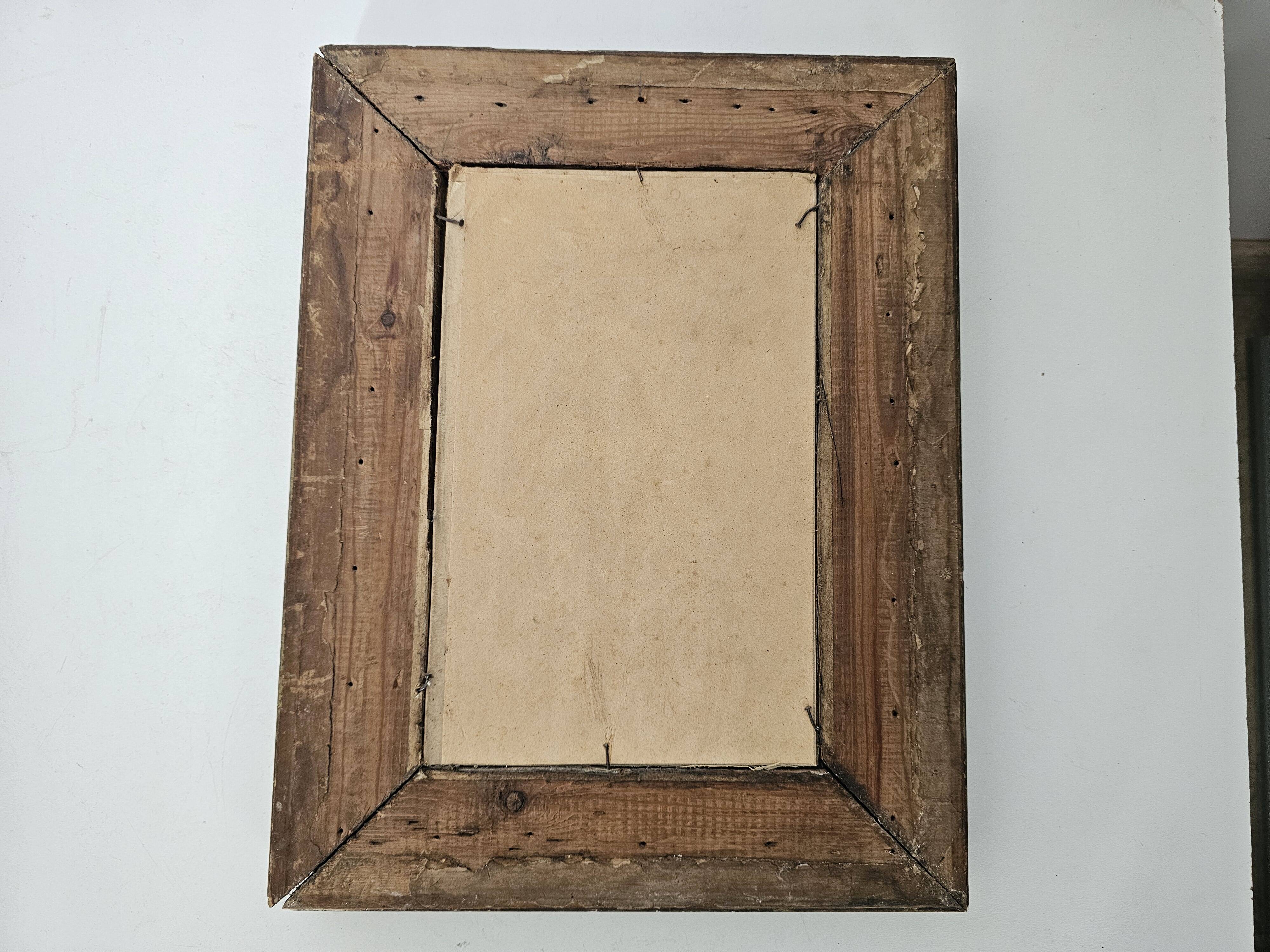 Antique Rectangular Mirror with a gilded wooden frame 35cm x 27cm