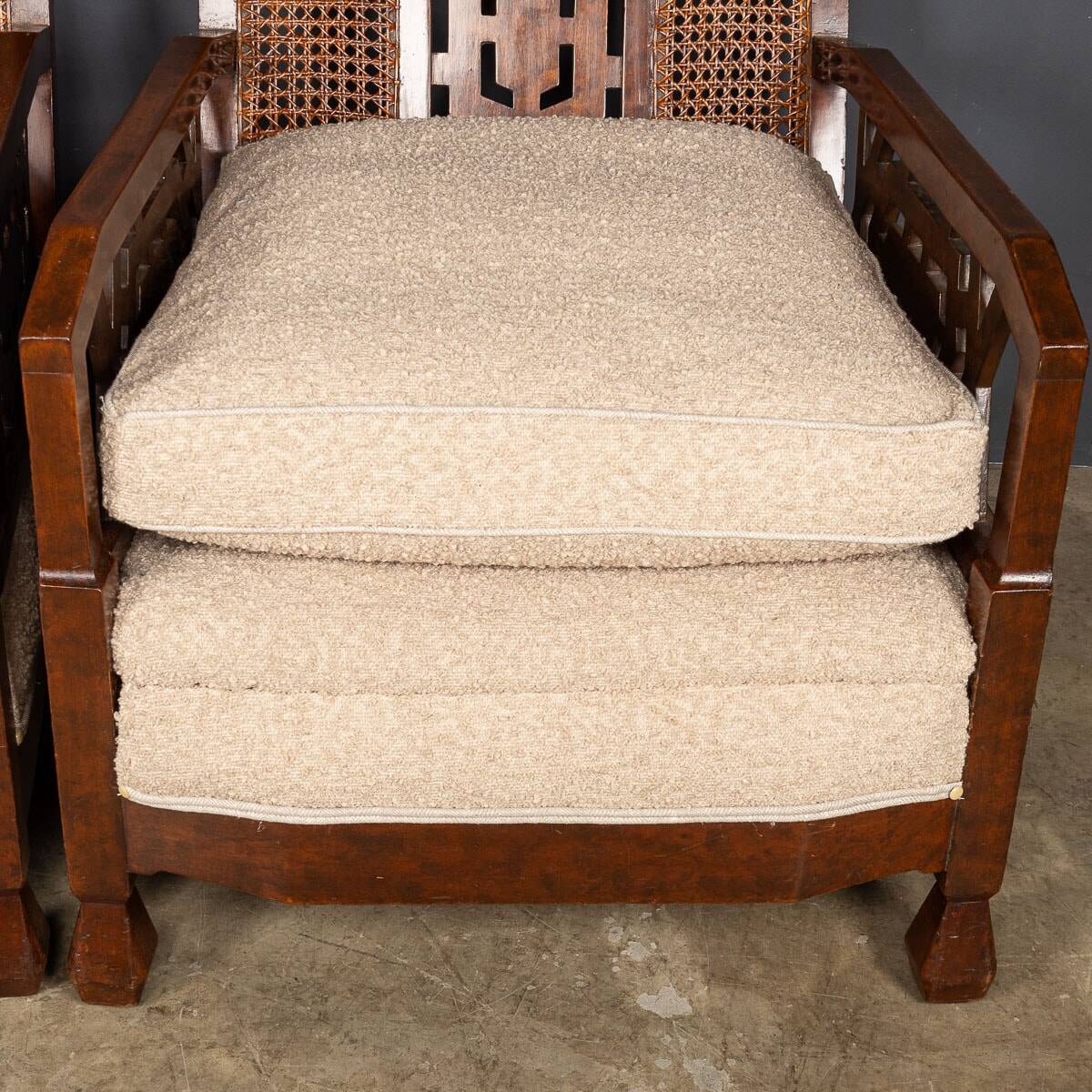 Antique 19thc bergere & dappled walnut suite c.1890
