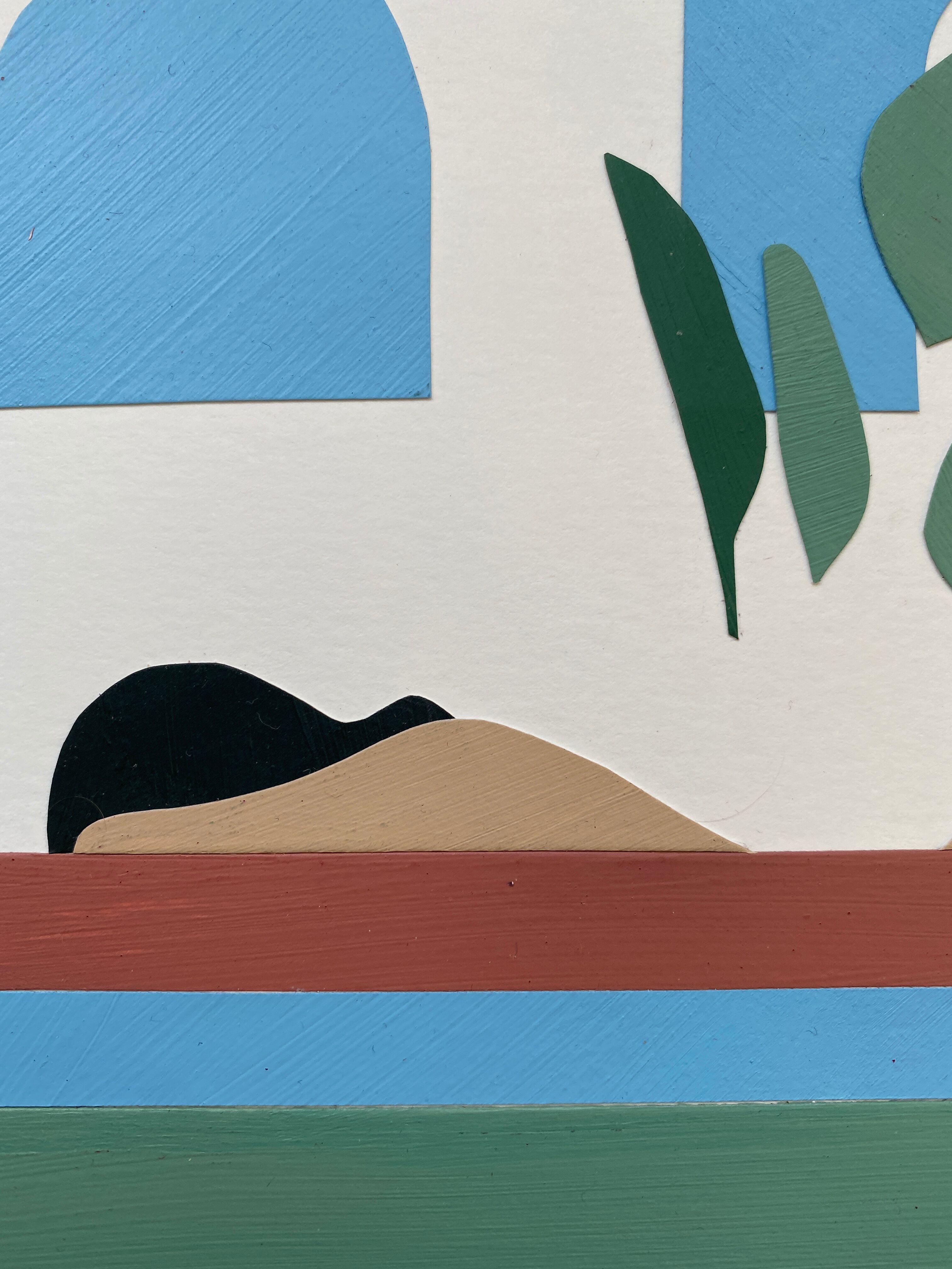 Sunbathing - Original Collage painting A4