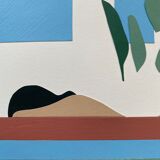 Sunbathing - Original Collage painting A4