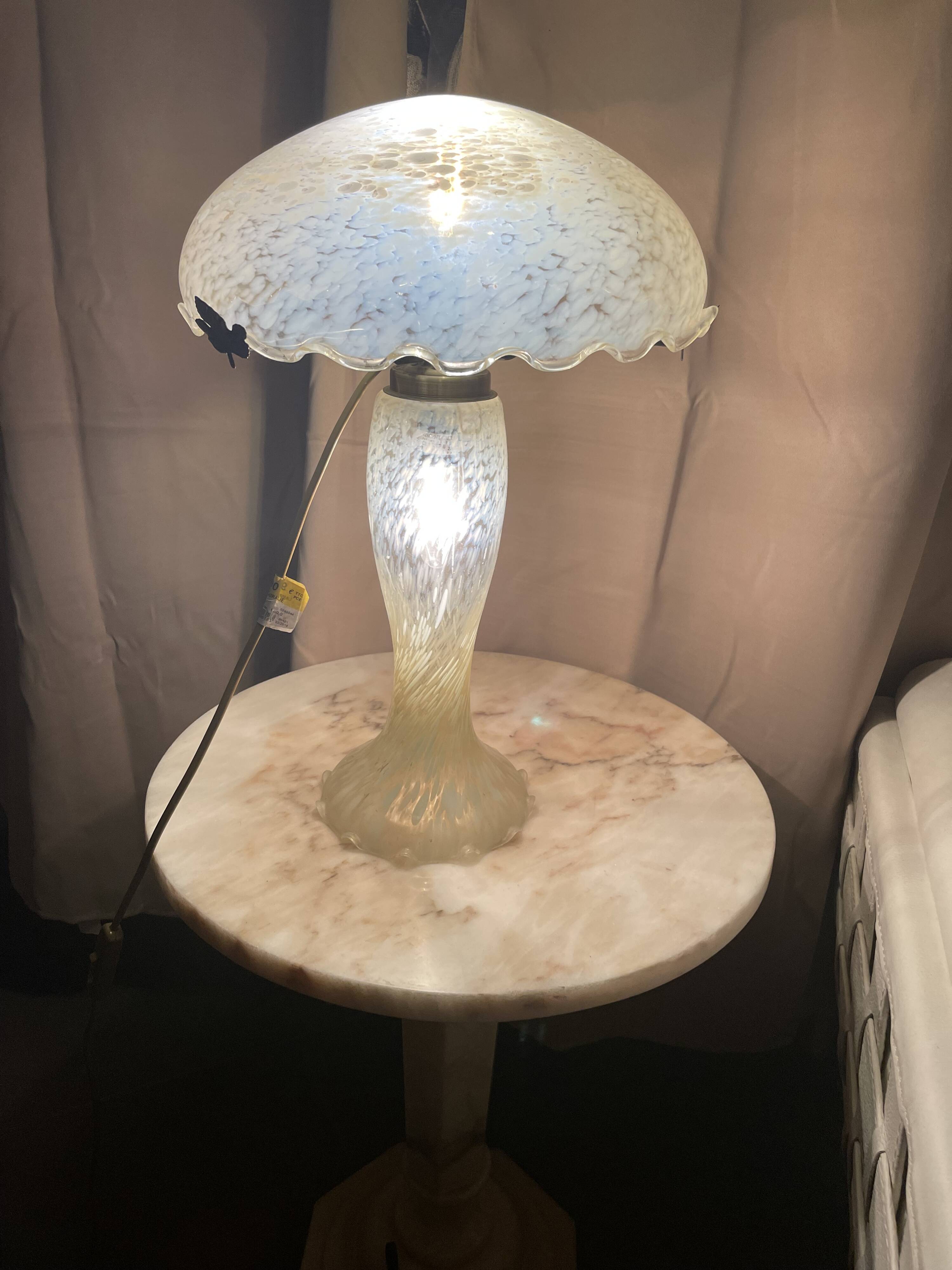 Yellow glass mushroom lamp