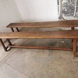 Paire de bancs anciens en chêne