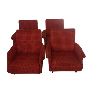 4 fauteuils vintage rouge - orange