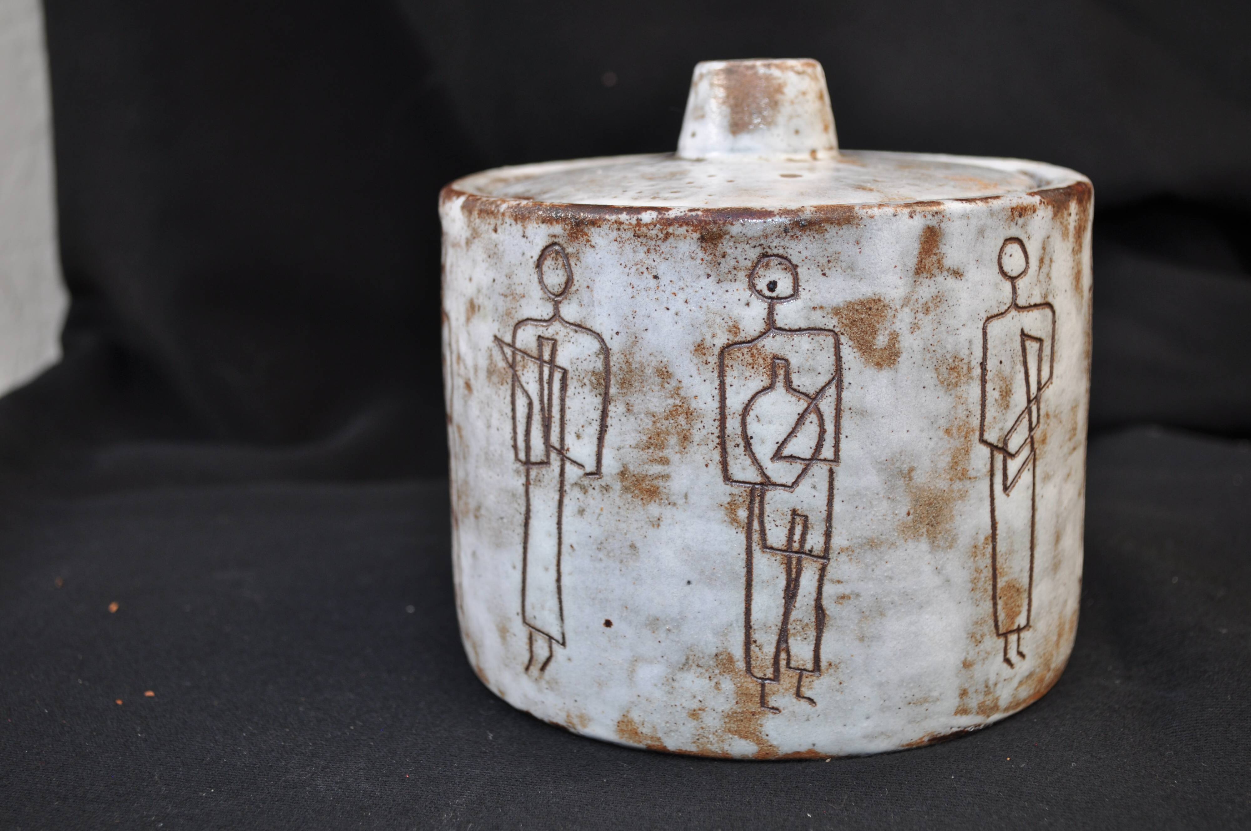 Art pottery lidd signed Kostanda A. Vallauris characters