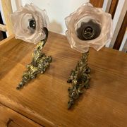 Pair of Art Nouveau wall sconces in bronze