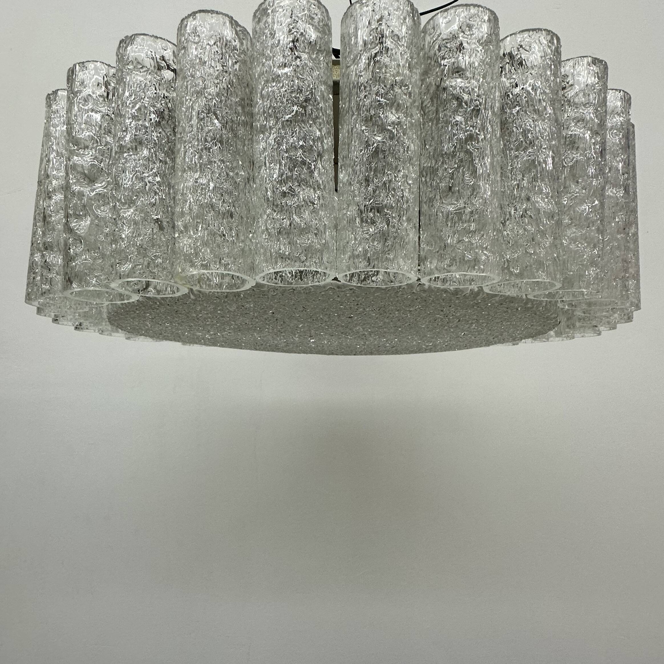 Glass Tubes Chandelier Flush mount from Doria Leuchten, 1960s