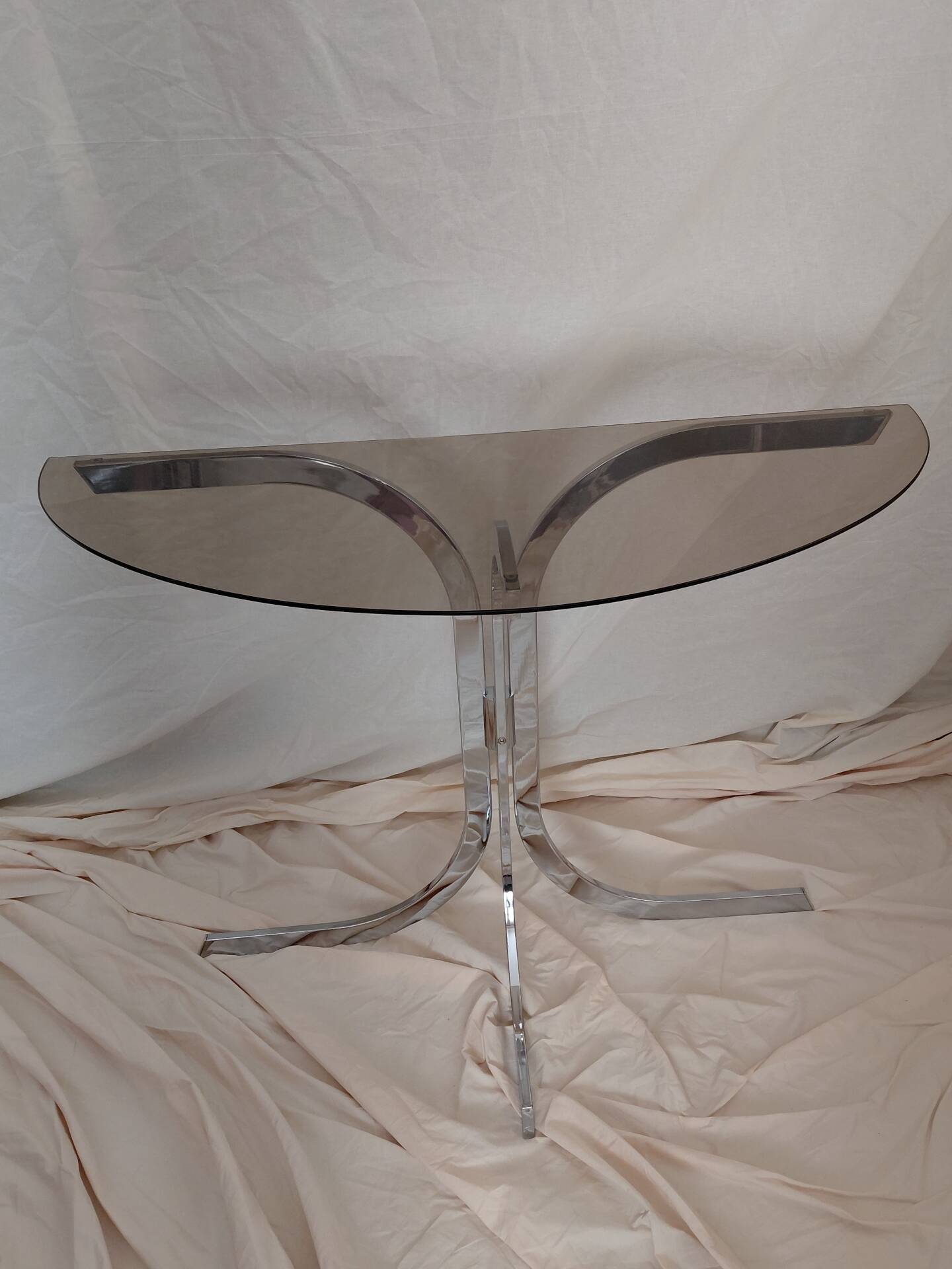 Console murale vintage 1970's verre et chrome