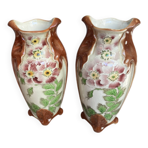 paire de vase barbotine - art nouveau