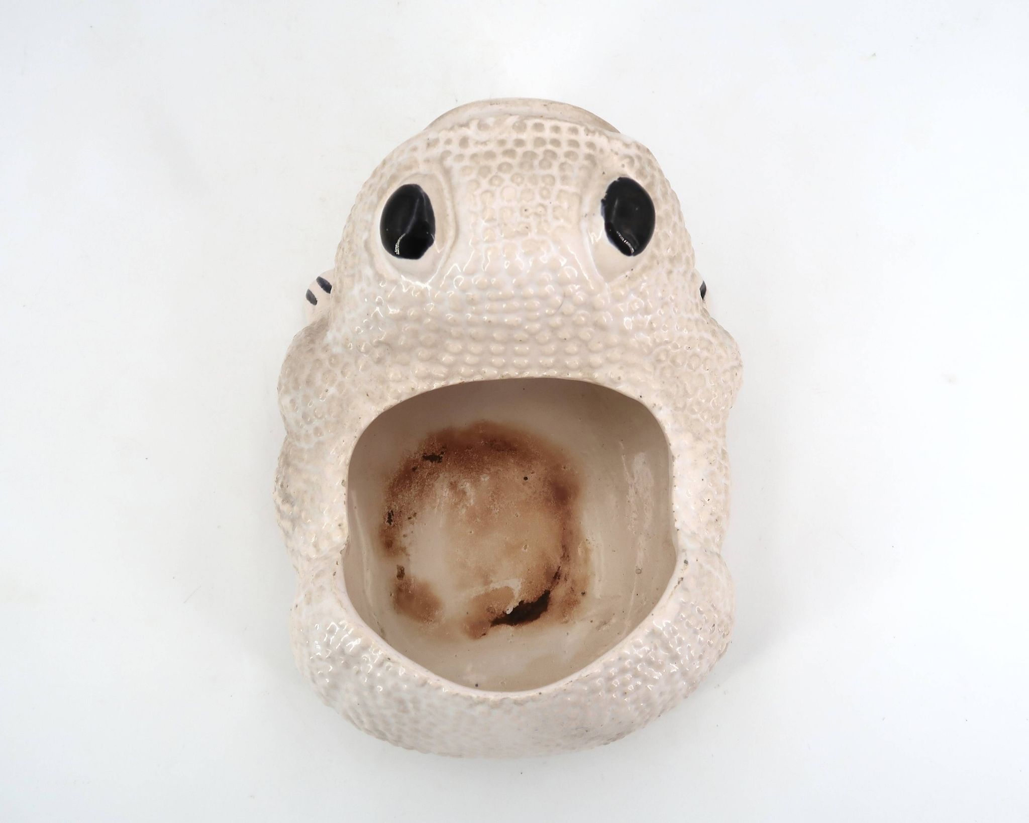 White ceramic frog flower pot by Jean Roger