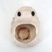 White ceramic frog flower pot by Jean Roger