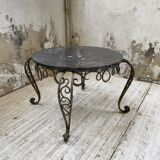 René Drouet coffee table in metal and black marble