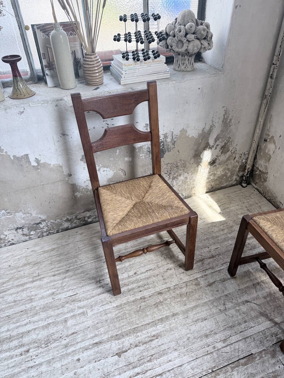 Set 4 chaises rustiques chêne De puydt, Belgique 1970