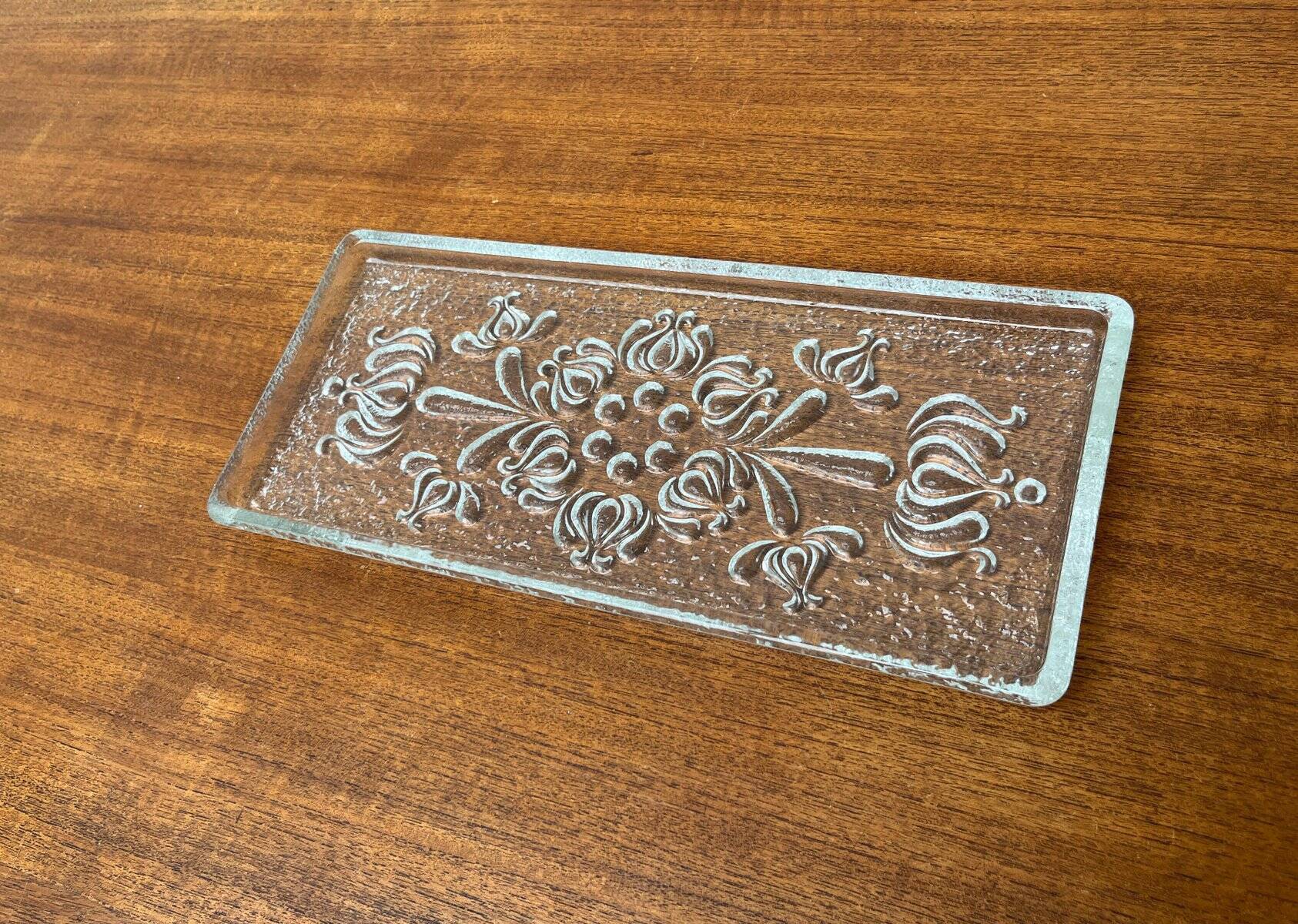 Vintage German floral glass cake plate by Walther Glas, 1970s.