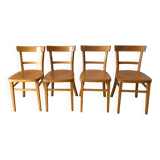 set of 4 Thonet bistro chairs in curved wood honey Mid-Century 50s