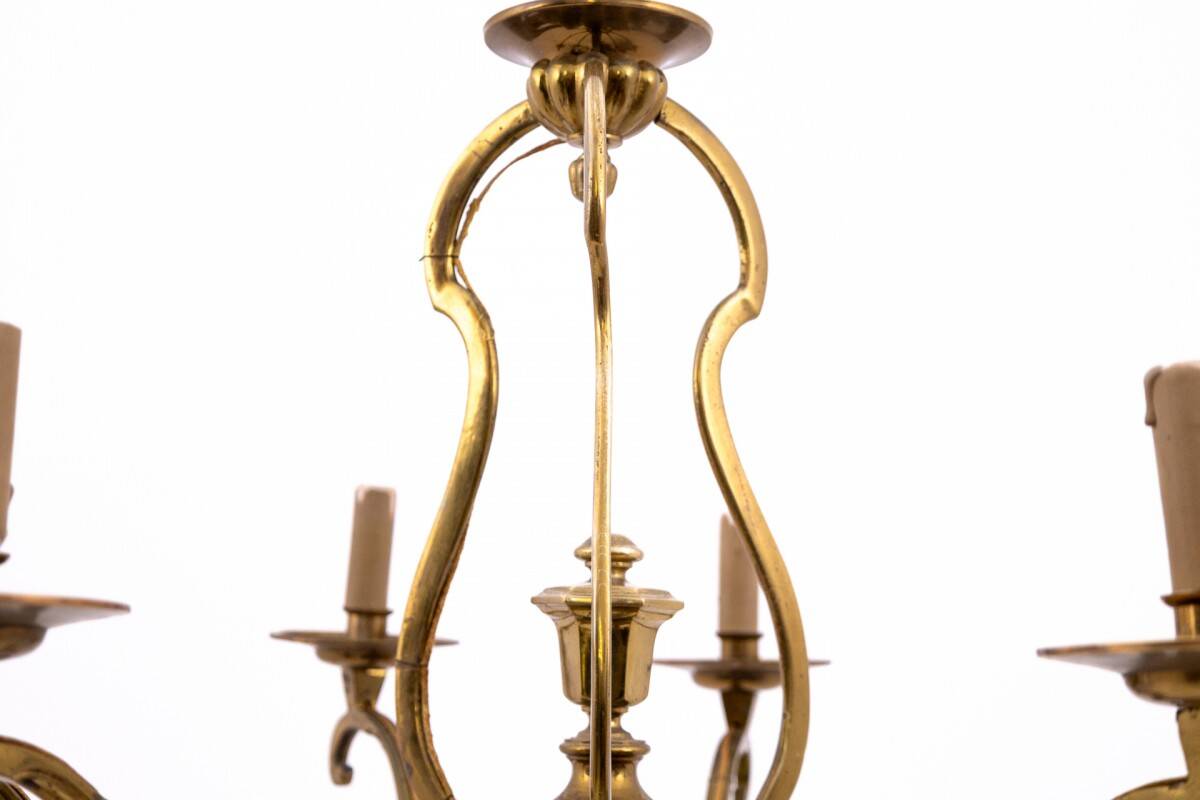 Brass chandelier, France, mid-20th century.
