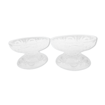 Paire de bougeoirs en verre