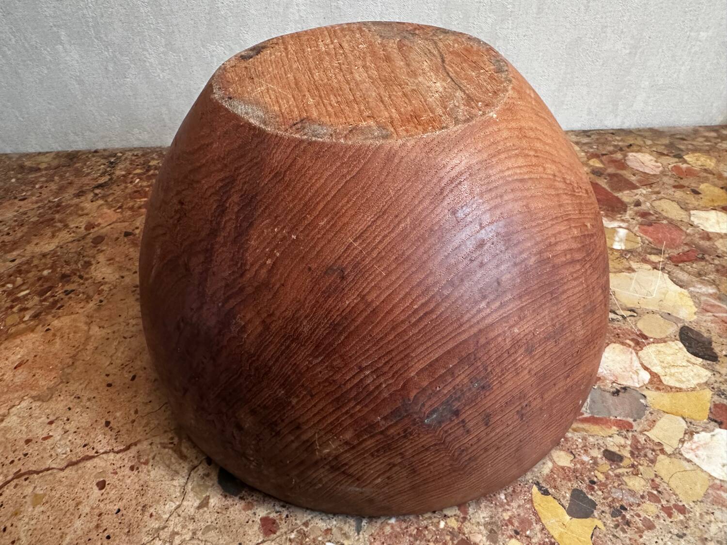 Large vintage monoxyle wooden bowl H 18 / D neck 30 cm
