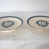 2 plates on foot Terre de fer Vermont & Blanchet circa 1900