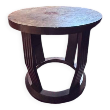 Round Art Deco coffee table in solid oak – 1930s-40s