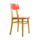 Midcentury chair in red and beech wood, Czechoslovakia circa 1960