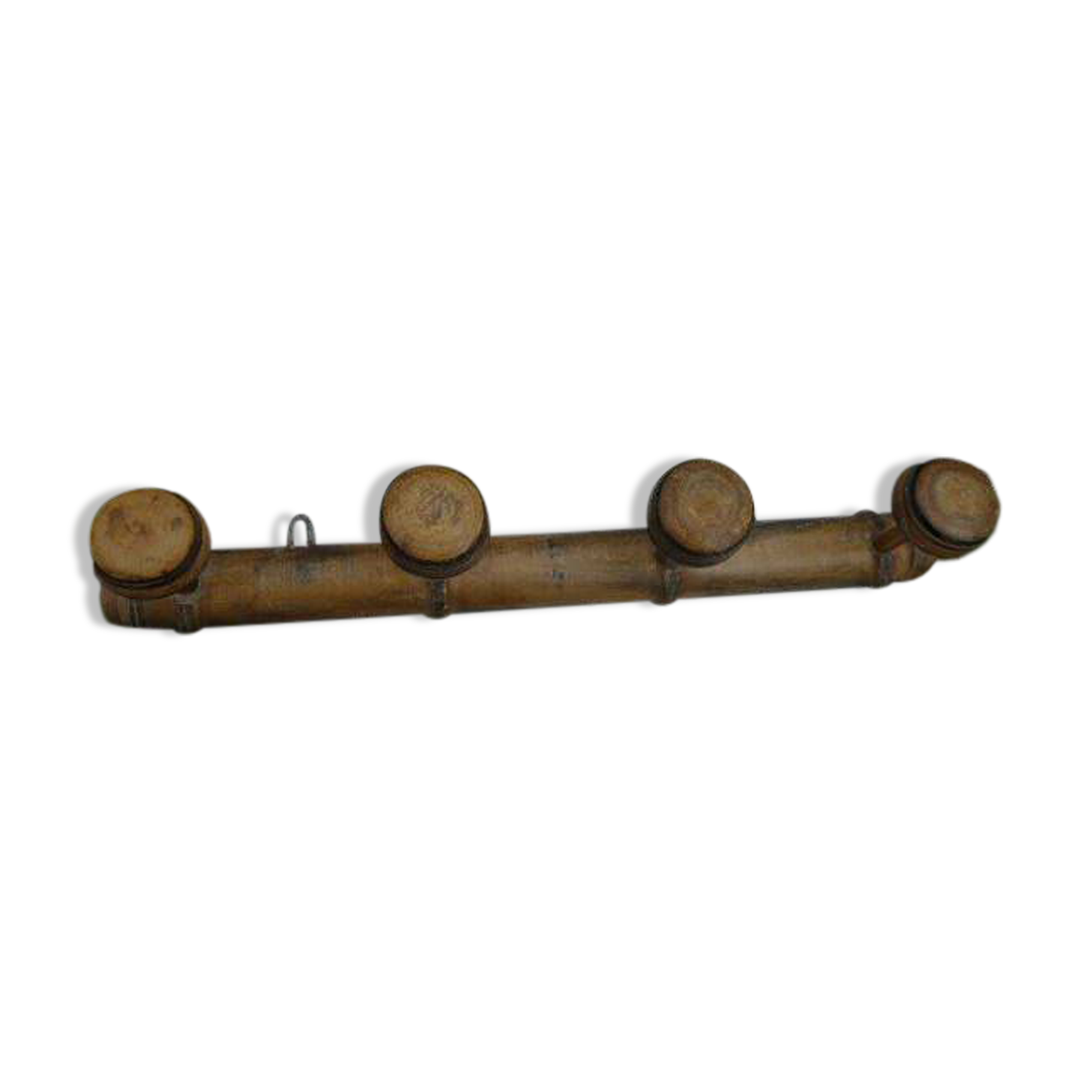 Wall-mounted coat rack, bamboo imitation wood, 4 hooks.