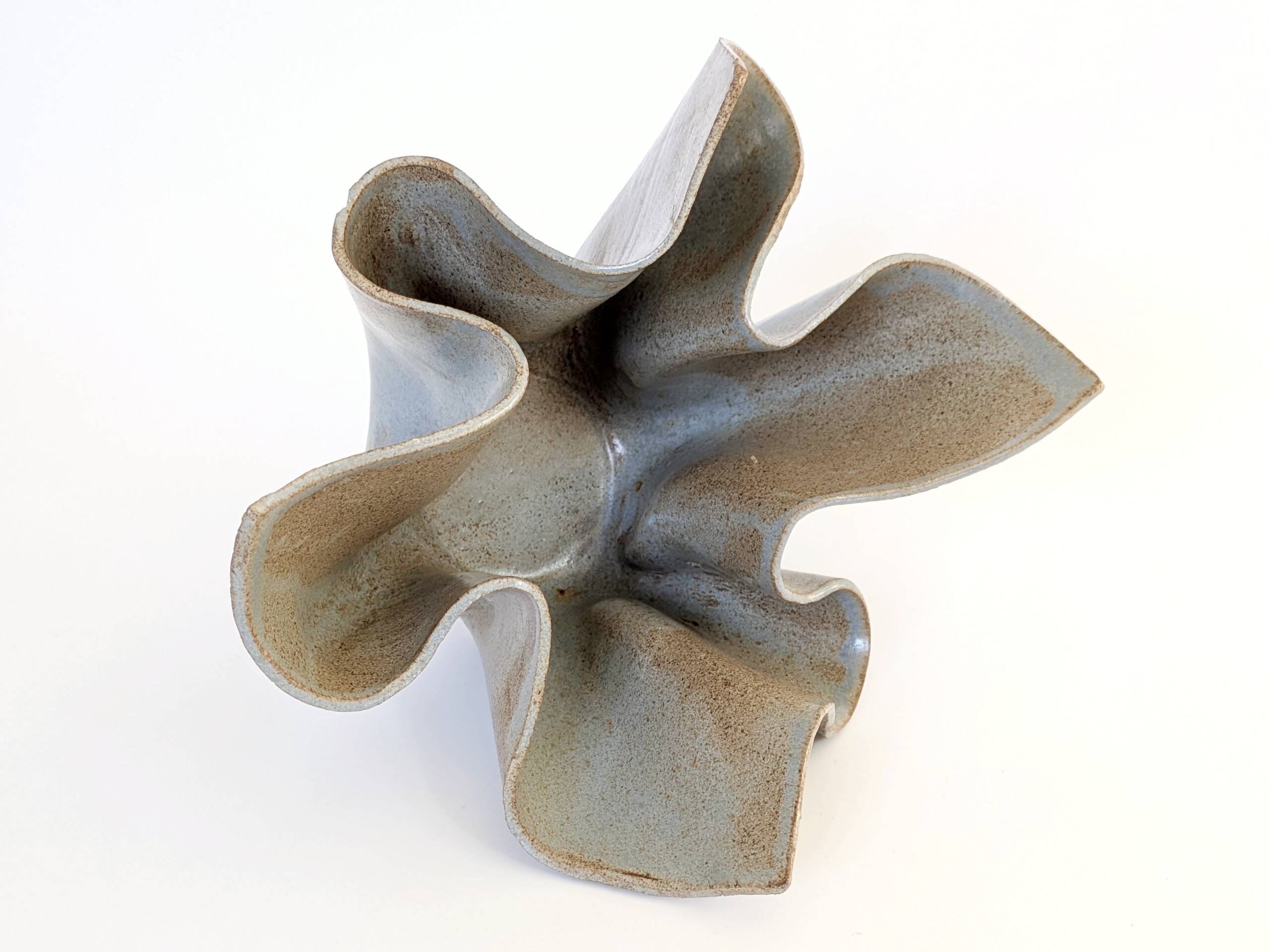 Vintage Willy Guhl style folded ceramic vase, 1960s